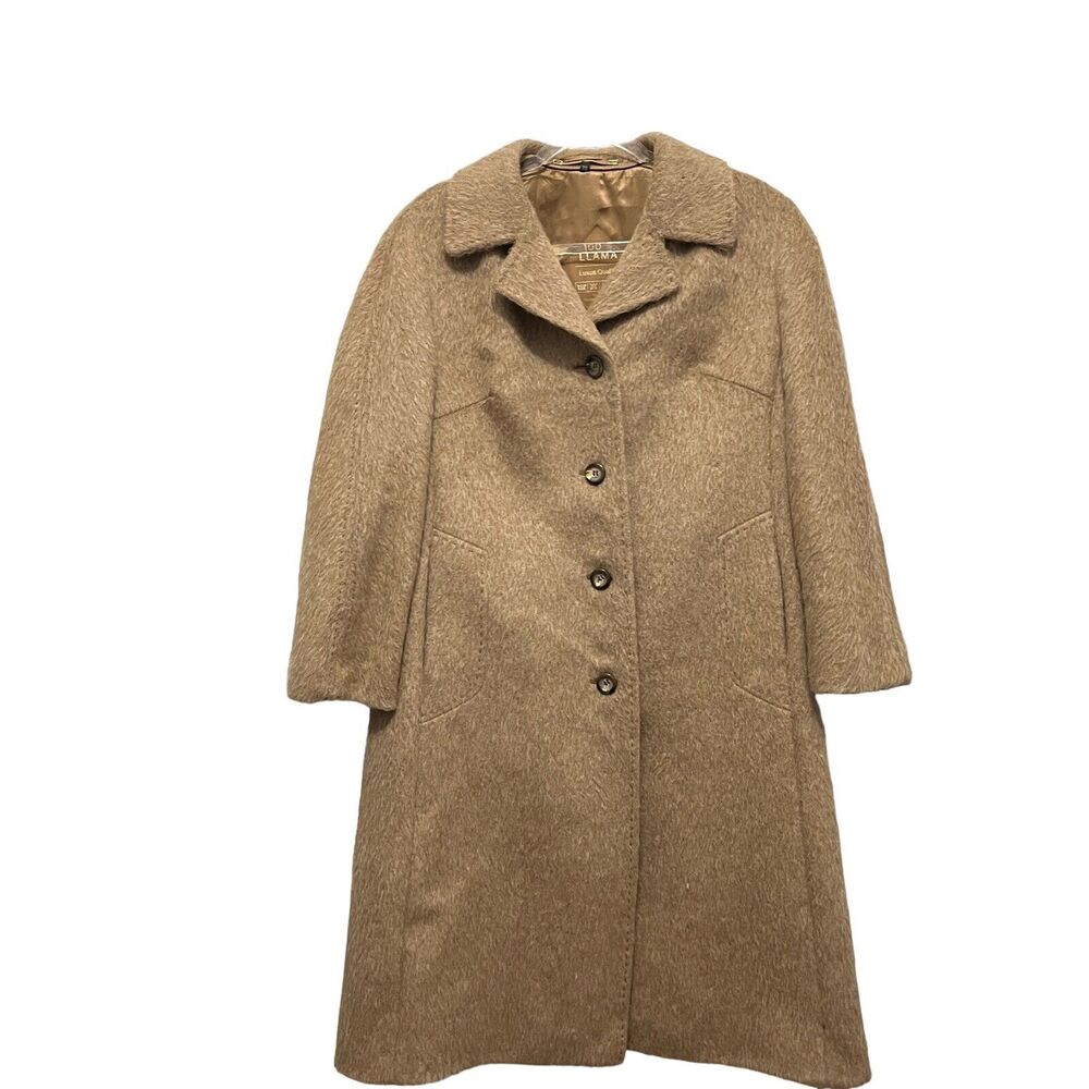 Elite Fashion Llama Wool Coat Women Size M to L Vintage Retro Tan West Germany
